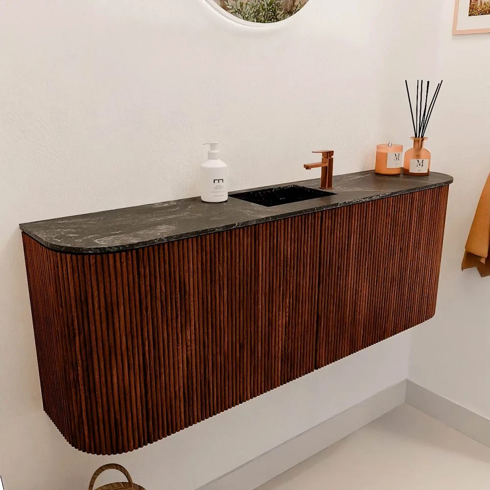 Mondiaz Joya DLux 115cm toiletmeubel ronding links/rechts ruby met wastafel faye midden 1 kraangat lava