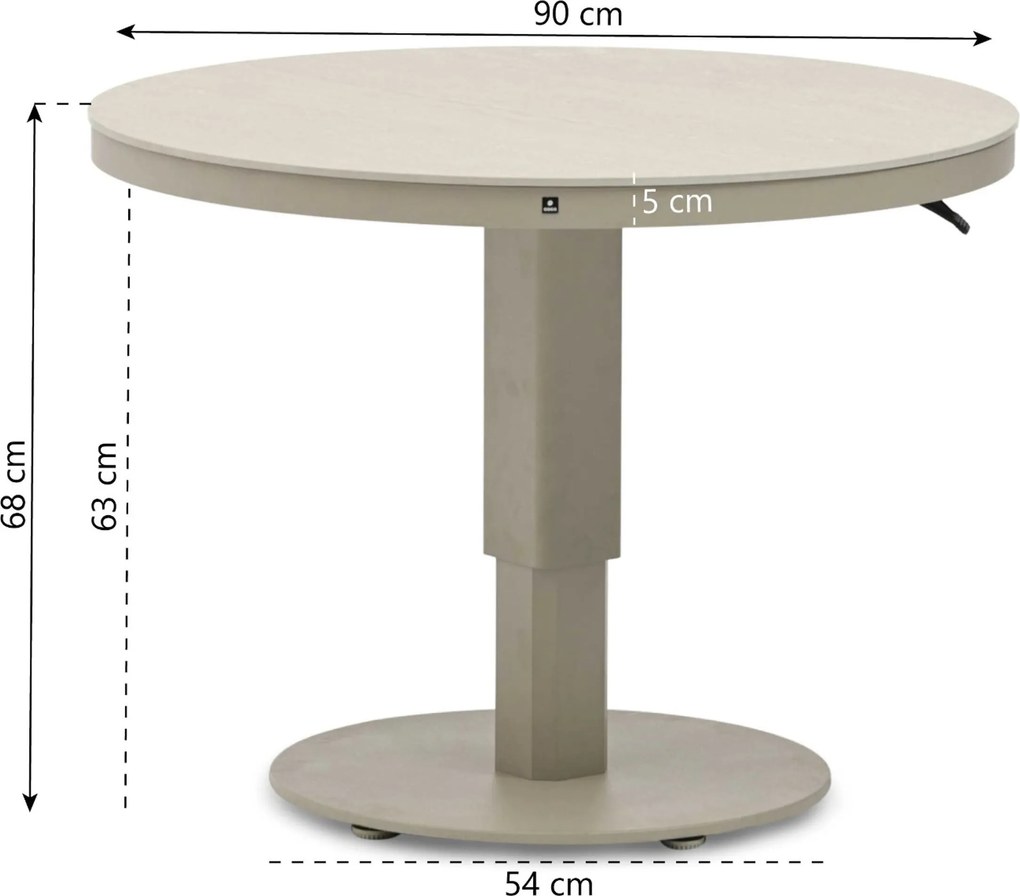 Tuintafel   90 cm  Zand/Beige   Tivano in hoogte verstelbare