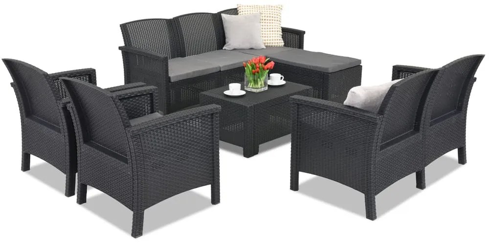 Venezia Relax Corner 8 antraciet Bica technorattan loungemeubelset