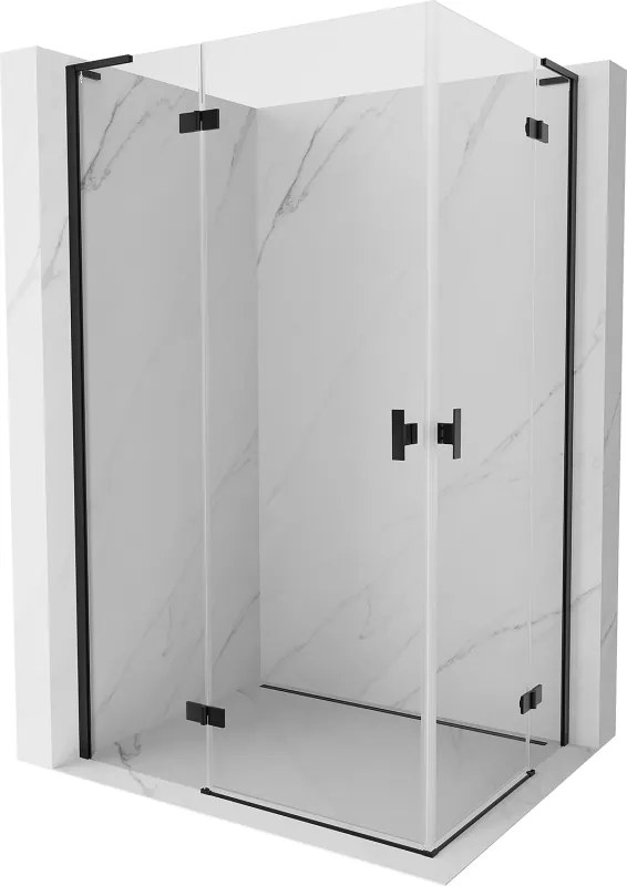 Mexen Mist-H L Duo douchecabine scharnierend links 100 x 75 cm, transparant, zwart - 8A5L-100L-075P-70-00