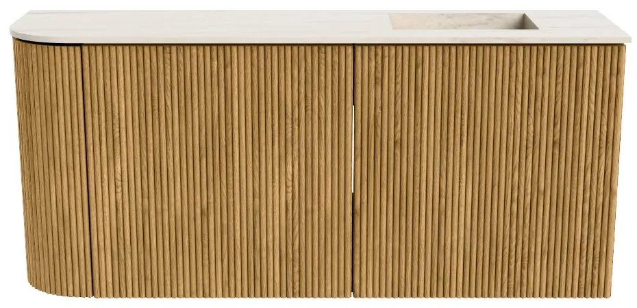 Mondiaz Joya DLux 90cm toiletmeubel ronding links oak met wastafel faye rechts zonder kraangat meli