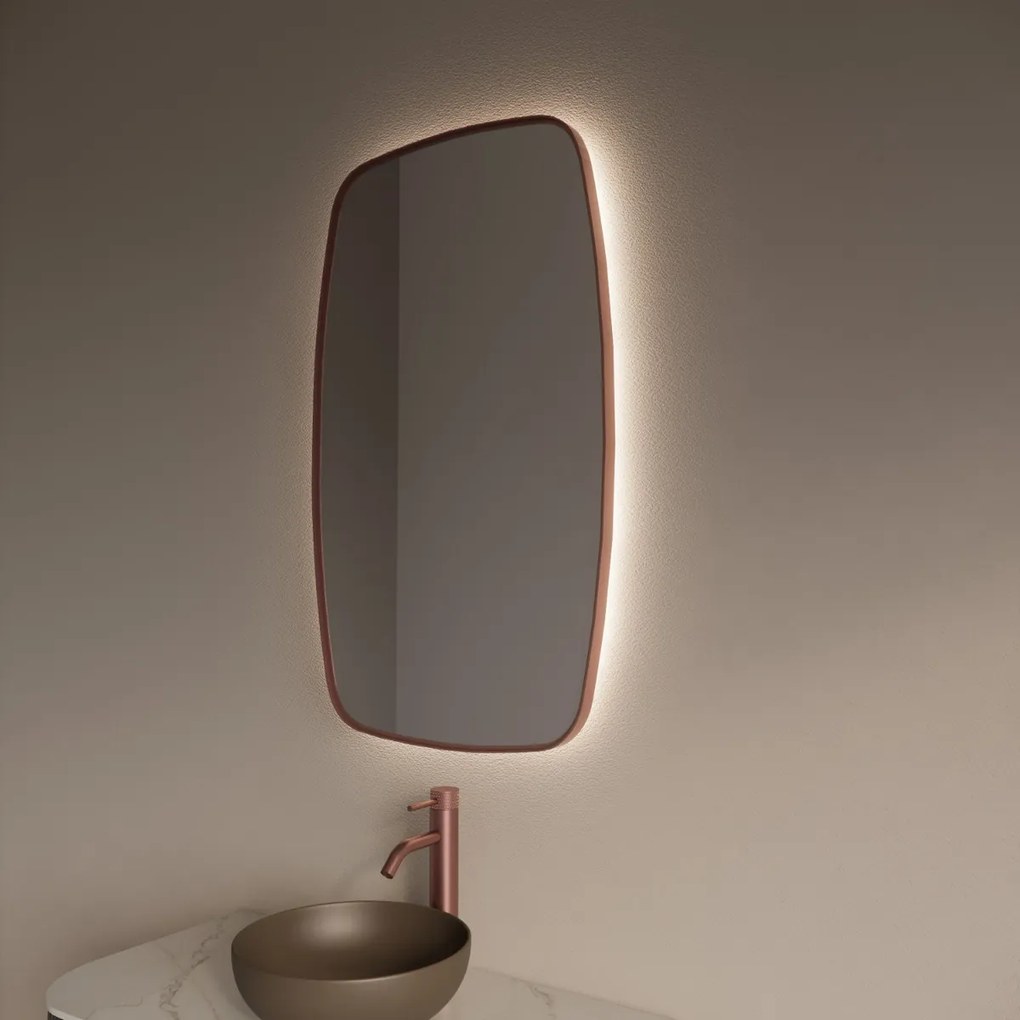Gliss Design Epos spiegel met LED-verlichting 60x100cm verticaal rosé koper