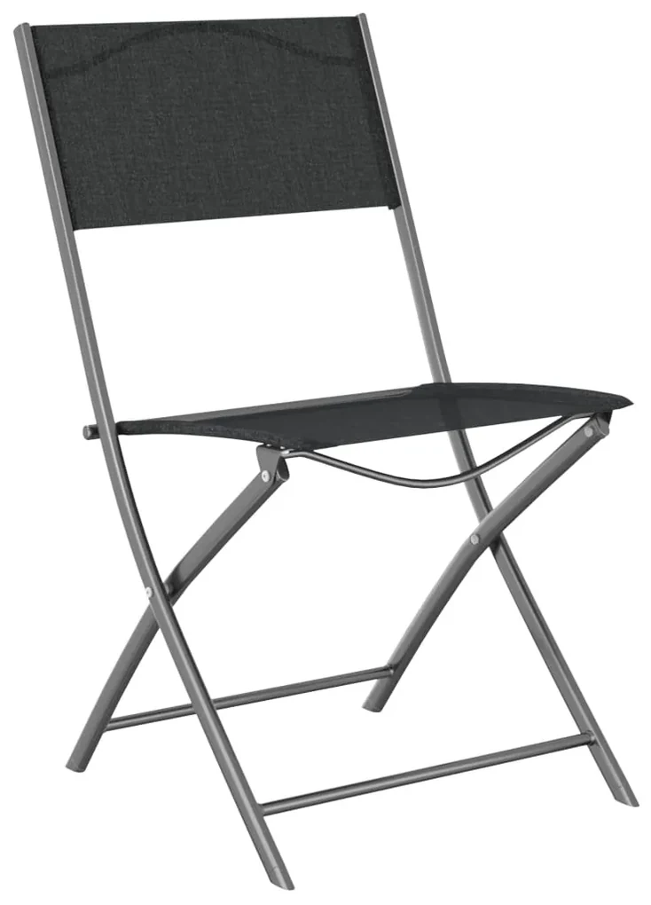 vidaXL Tuinstoelen inklapbaar 4 st staal en textileen zwart
