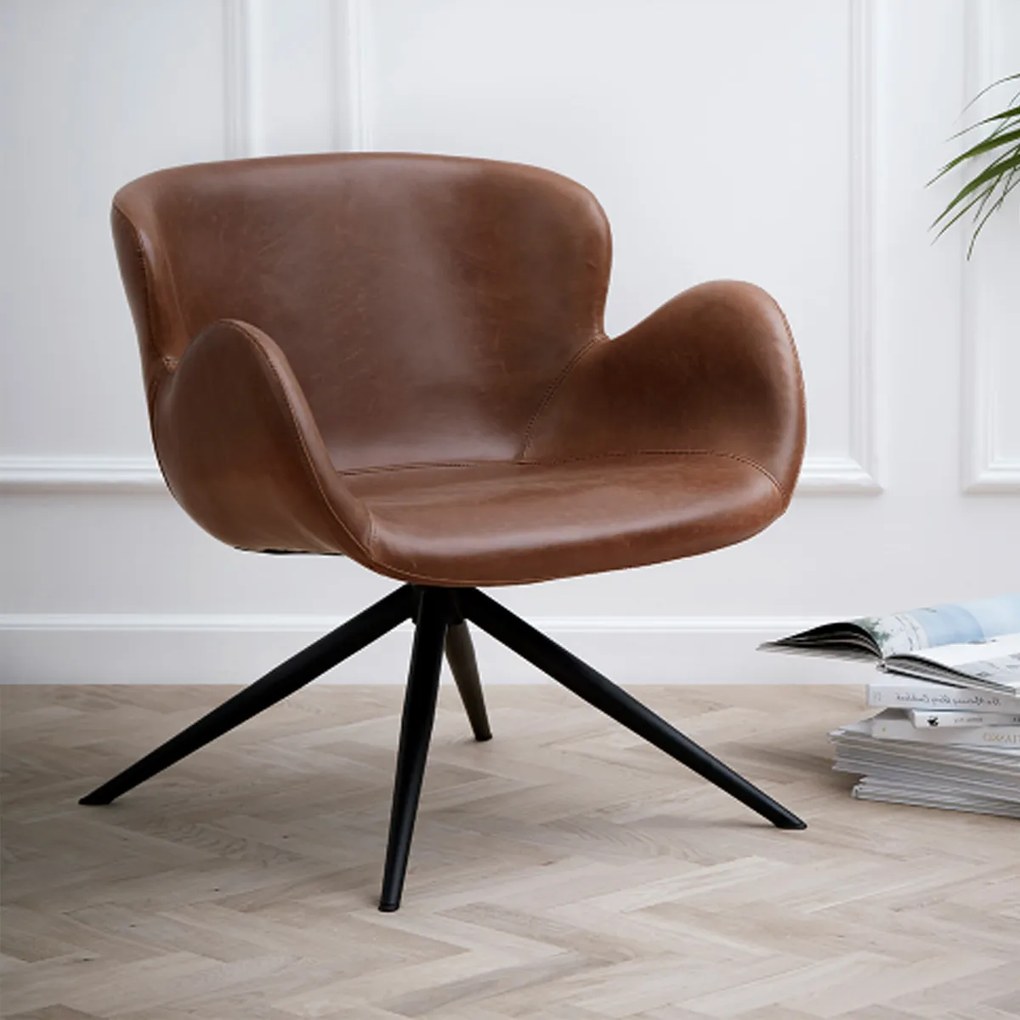 Dan-Form Gaia Draaibare Design Lounge Stoel Bruin Kunstleer