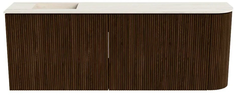 Mondiaz Joya DLux 110cm toiletmeubel ronding rechts walnut met wastafel faye links zonder kraangat meli