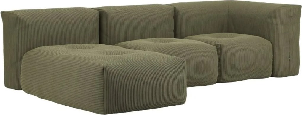 Soft Zitzak Indoor 3 Seater + Lounger - Corduroy Olive