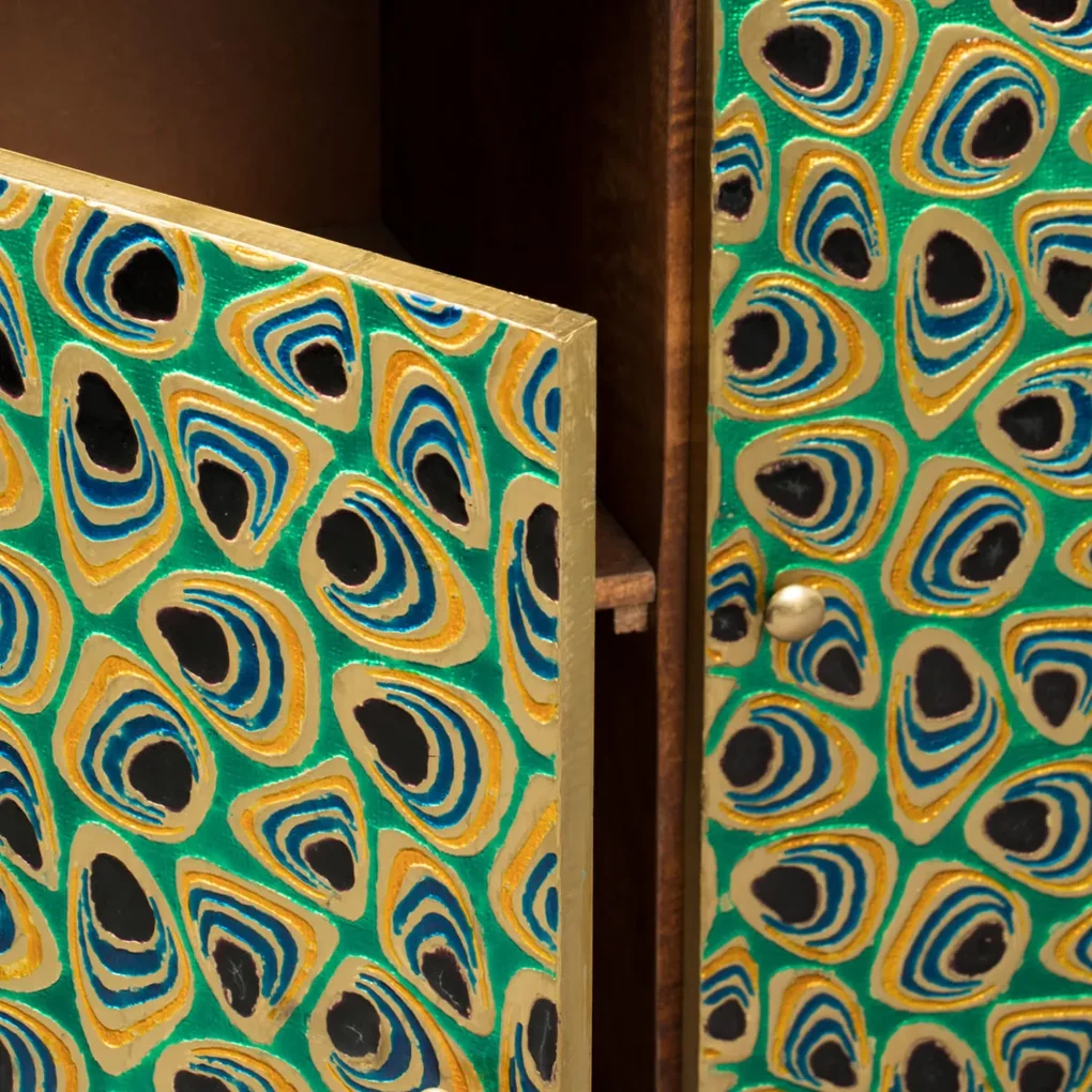 Kleurrijk Dressoir Mangohout - 95x40x80cm.