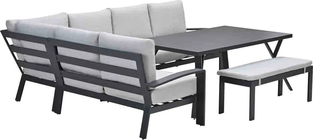 Garden Impressions Camilo lounge dining set 6-delig links – donker grijs - Valley sand