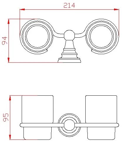 Sapho Diamond dubbele glashouder chroom