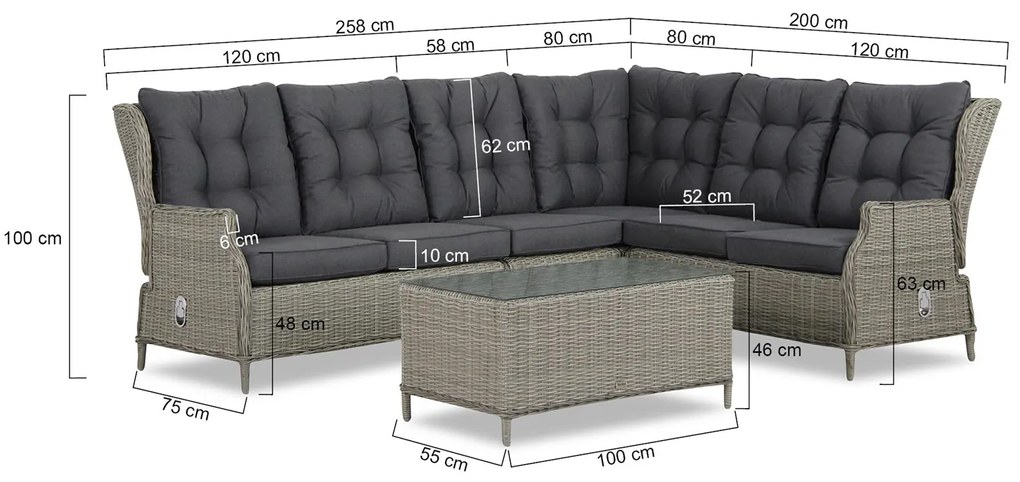 Hoek loungeset 6 personen Wicker Grijs  Garden Collections New Castle