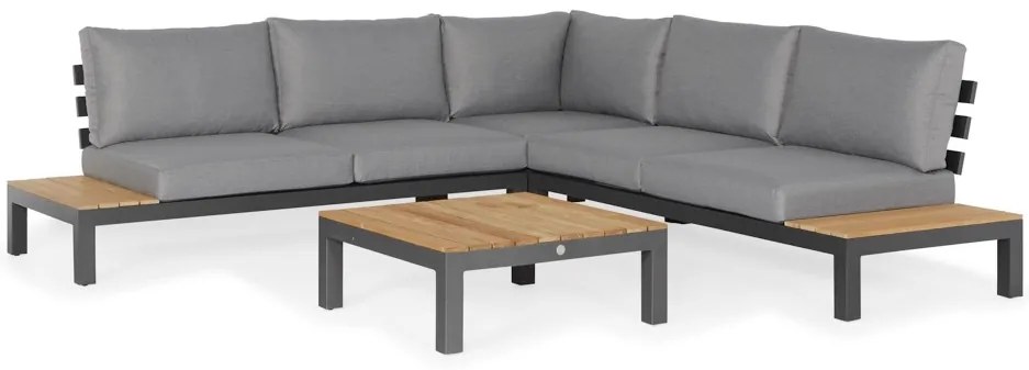 SUNS Vita hoek loungeset 4 delig wased grey / matt royal grey / naturel teak