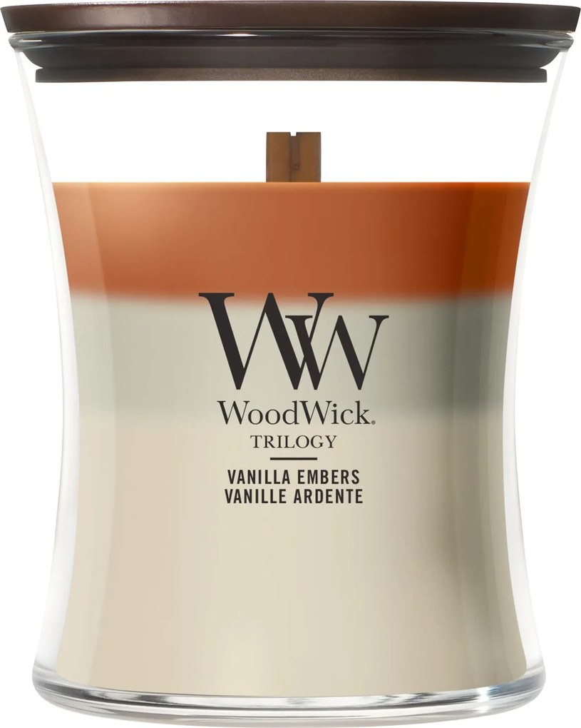 WoodWick geurkaars - Medium Hourglass Trilogy - Vanilla Embers