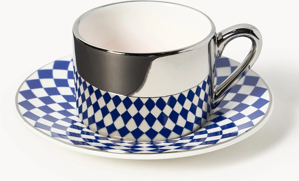 Handgemaakte espressokopjes Aunty met schoteltjes, 4-delig