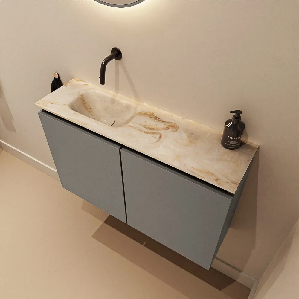 Mondiaz Ture DLux toiletmeubel 80cm smoke met wastafel frappe links zonder kraangat