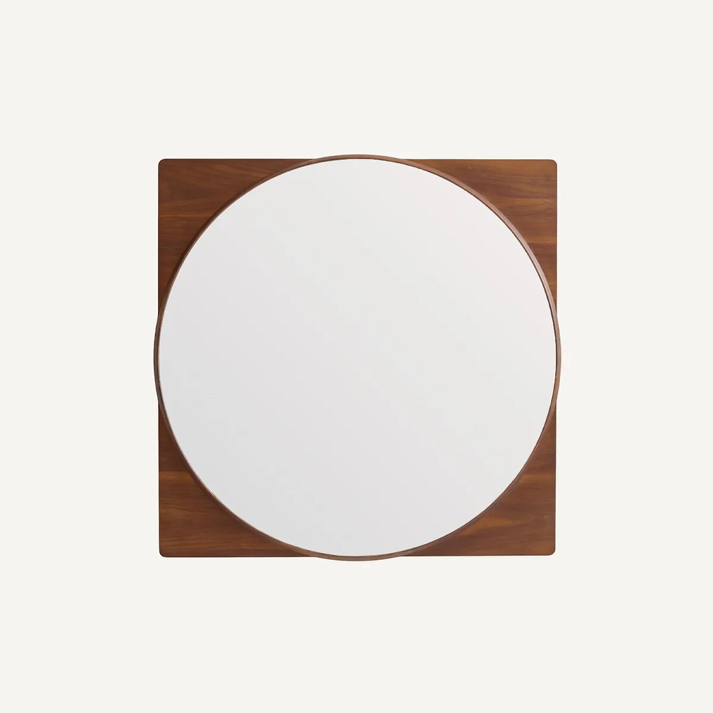 Ronde spiegel met walnoten lijst, hoogte 50 cm, NOTTERI