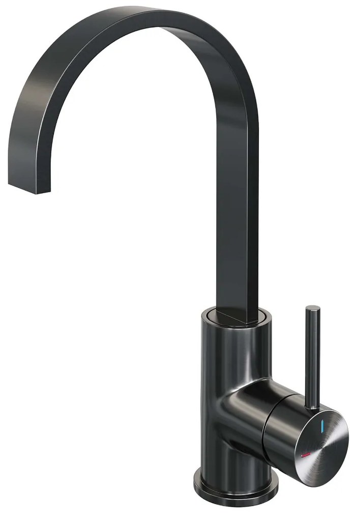 Brauer Gunmetal Edition ColdStart wastafelkraan met draaibare platte uitloop model A gunmetal geborsteld PVD