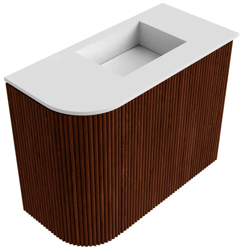Mondiaz Joya 50cm toiletmeubel ronding links ruby met wastafel faye rechts 1 kraangat talc