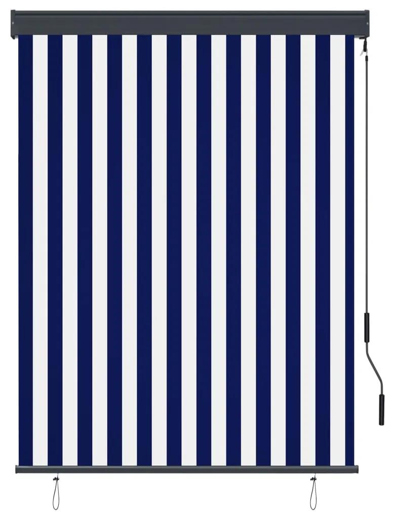 vidaXL Rolgordijn voor buiten 120x250 cm blauw en wit