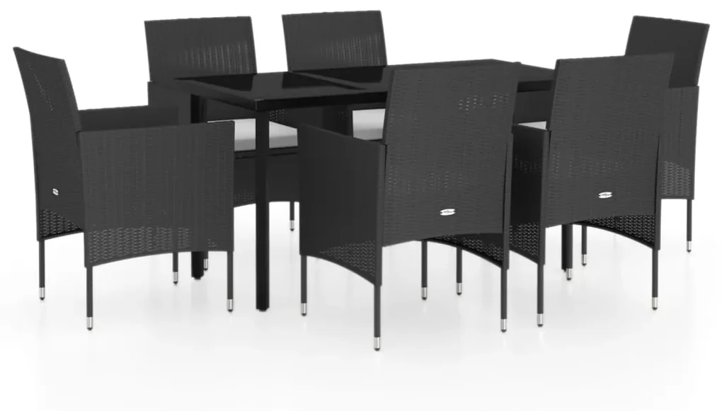vidaXL 7-delige Tuinset met kussens zwart