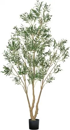 VEVOR Kunstolijfboom, 2,4 m met zwarte pot, kunstboom met natuurlijke houten stam en realistische groene bladeren en vruchten, kunstplant voor binnen, thuis, op kantoor en in de woonkamer