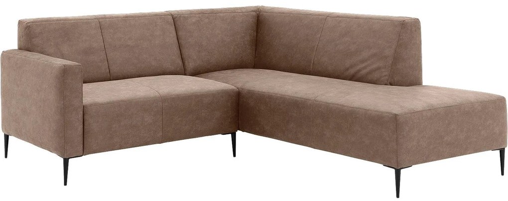 Goossens  Key West bruin, micro leer, 2-zits, modern design met ligelement rechts