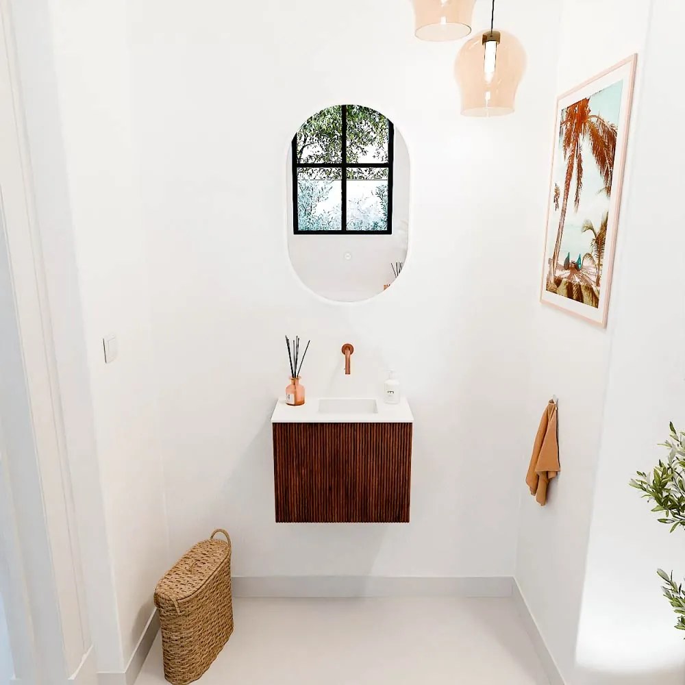 Mondiaz Joya 50cm toiletmeubel ruby met wastafel faye rechts zonder kraangat talc