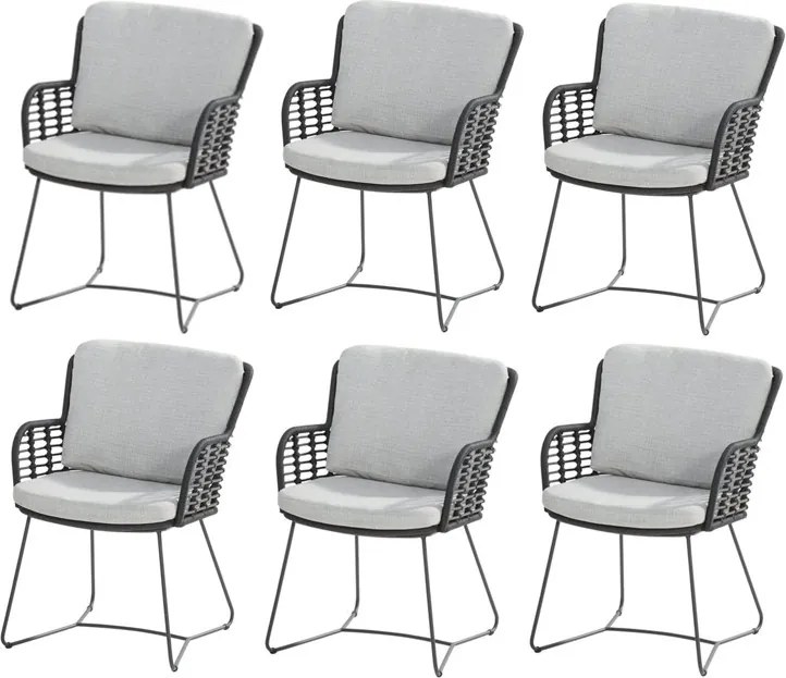 Fabrice dining tuinstoel antraciet 4-Seasons Outdoor set van 6