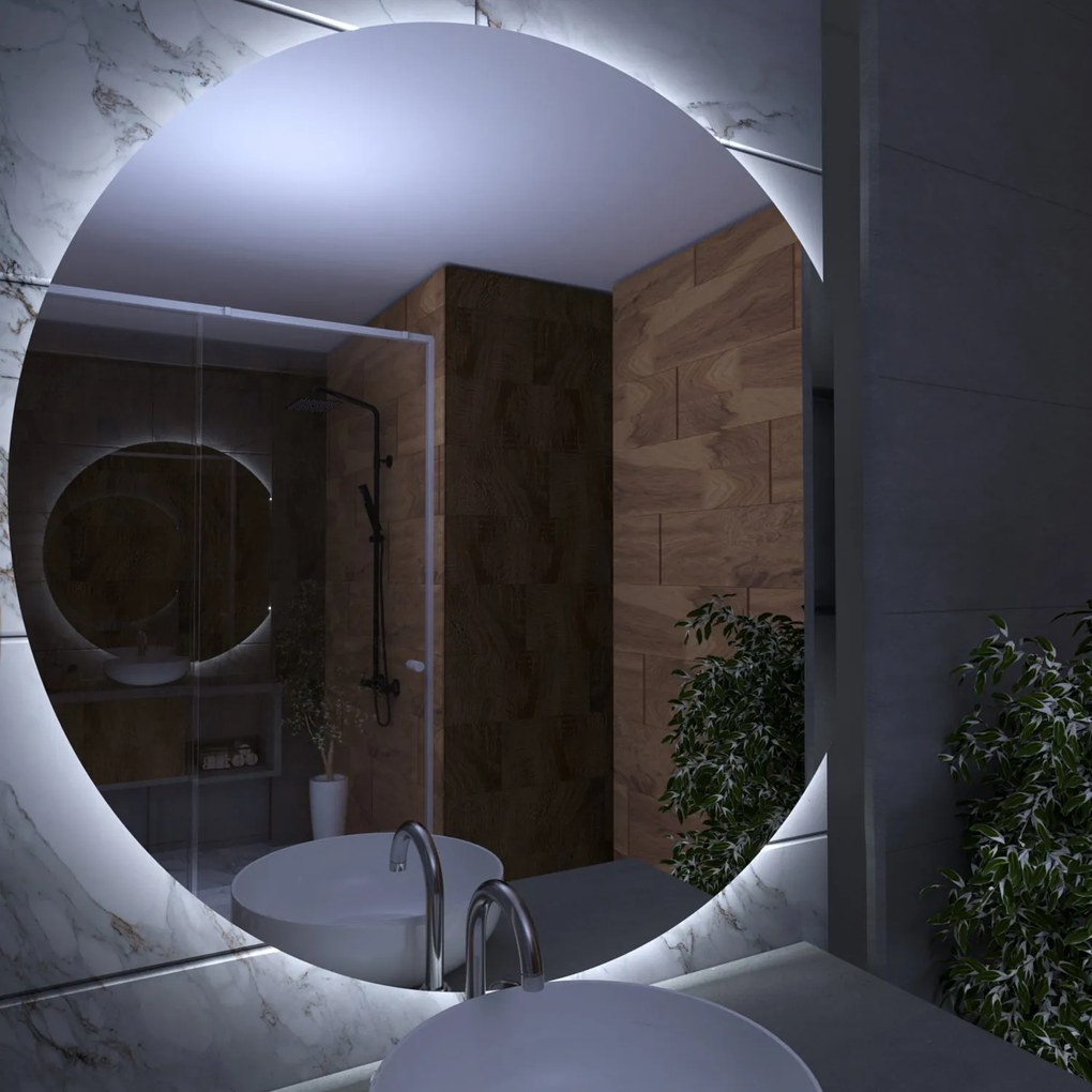 Halfronde spiegel met verlichting E5