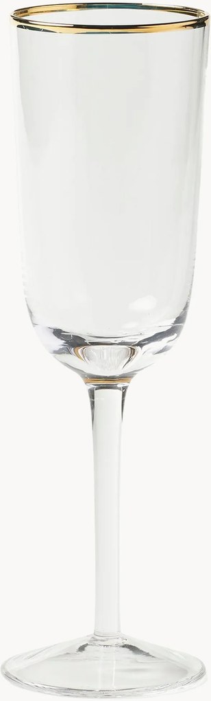 Mondgeblazen champagneglazen Deco, 6-delig