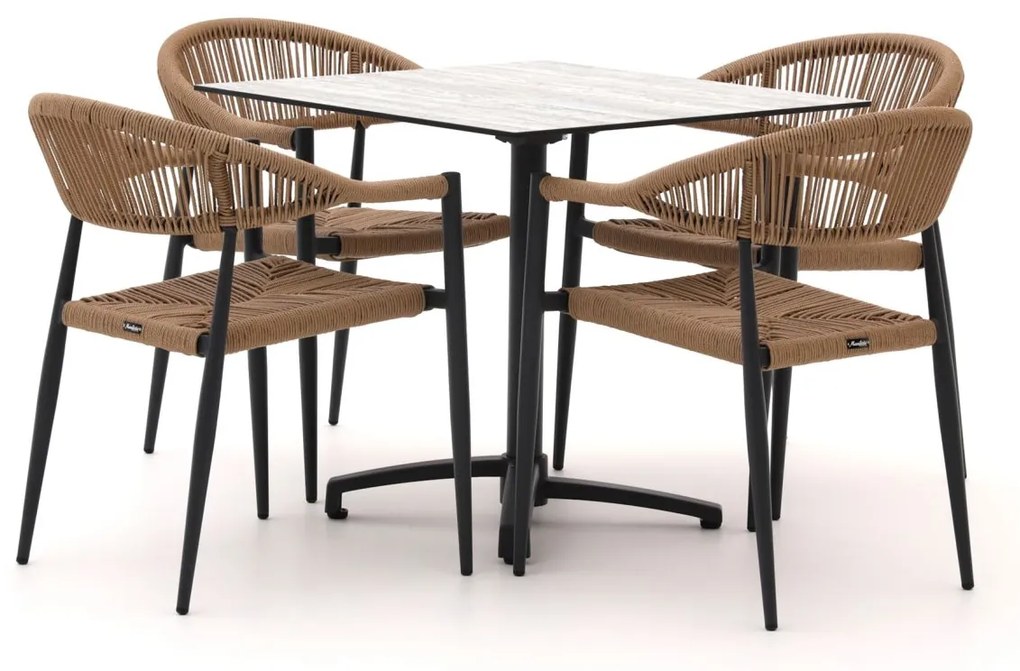 Diningset Manifesto  | 4 personen aluminium | Tuinset stapelbaar | 5-delig | Kees Smit Tuinmeubelen