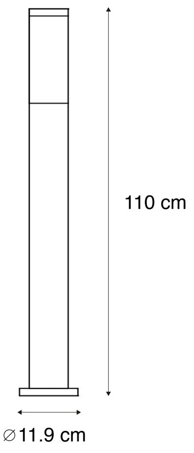 Moderne buitenlamp paal staal 110 cm IP44 - Rox