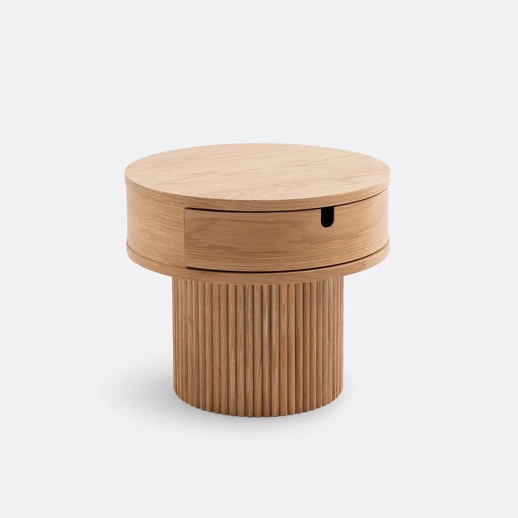 Nachtkastje met 1 lade en geribbelde poot, Tamita