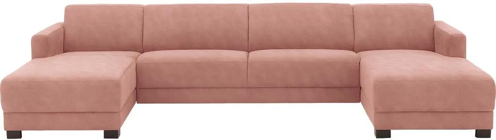 Goossens U-opstelling My Style Microvezel roze, microvezel, 3-zits, stijlvol landelijk met chaise longue rechts met chaise longue links