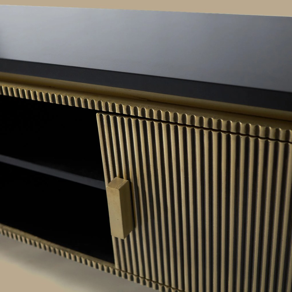 Tv-meubel Goud Met Ribbels - 160x40x60cm.