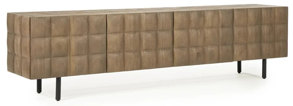 Tv-meubel Mangohout Met Vierkantjes 214 Cm - 214x41.5x54cm.
