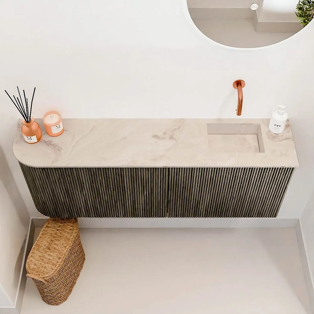 Mondiaz Joya DLux 110cm toiletmeubel ronding links shadow met wastafel faye rechts zonder kraangat frappe