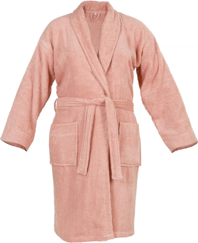Badjas - 100% Katoen, waarvan 50% Gerecyclede Katoen - GRS Gecertificeerd - Maat M - Powder Pink