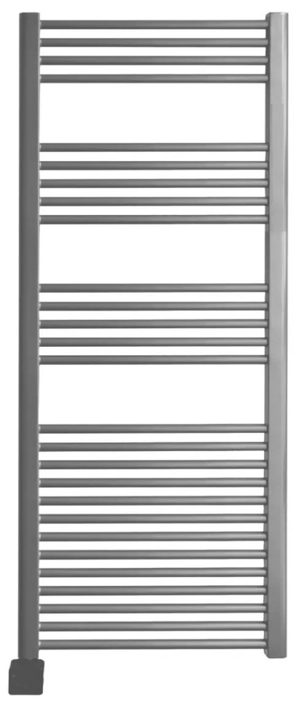 Sanicare elektrische design radiator 60x172cm zilvergrijs met Bluetooth en thermostaat links zwart