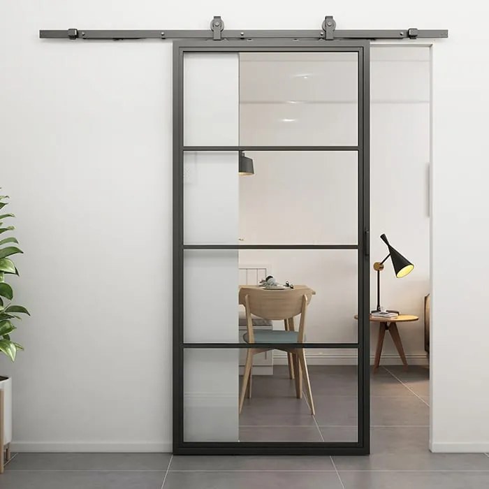 Maatwerk Stalen Schuifdeur -  Wide Helder Glas - Tan - Incl. Rails