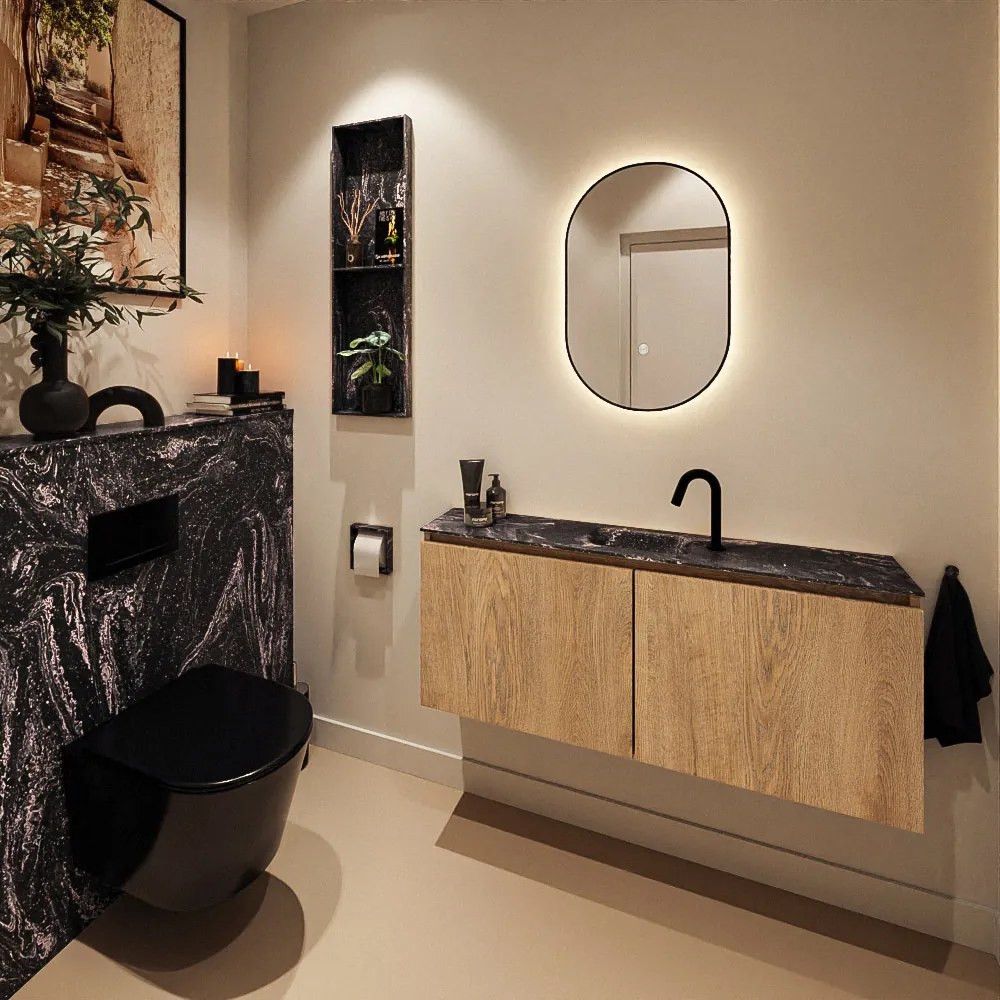 Mondiaz Ture DLux toiletmeubel 120cm washed oak met wastafel lava midden met kraangat