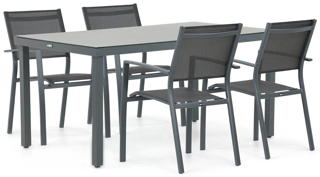 Tuinset 4 personen 160 cm Aluminium/textileen Grijs Lifestyle Garden Furniture Sella/Porto