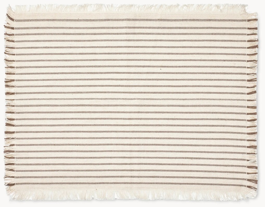 Katoenen placemats Elouise met franjes, 2 stuks