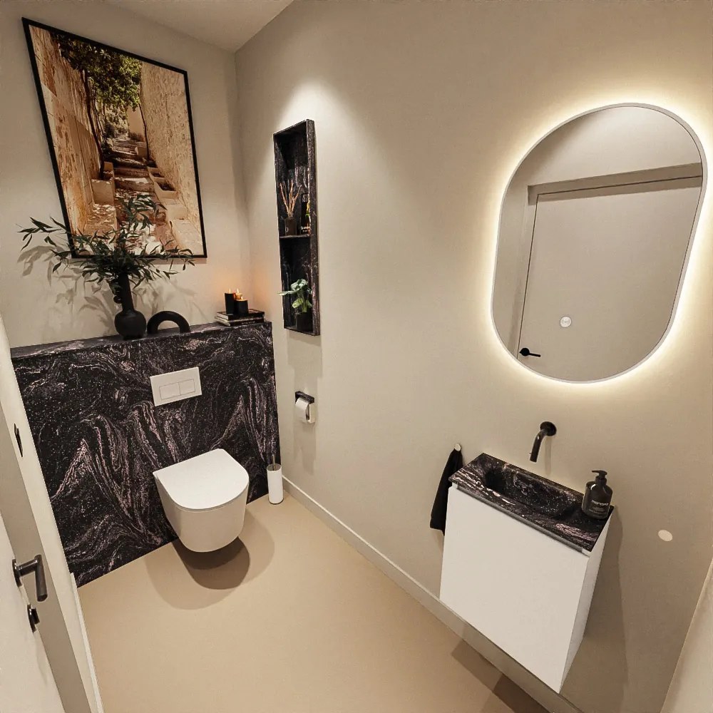 Mondiaz Ture DLux toiletmeubel 40cm talc met wastafel lava midden zonder kraangat