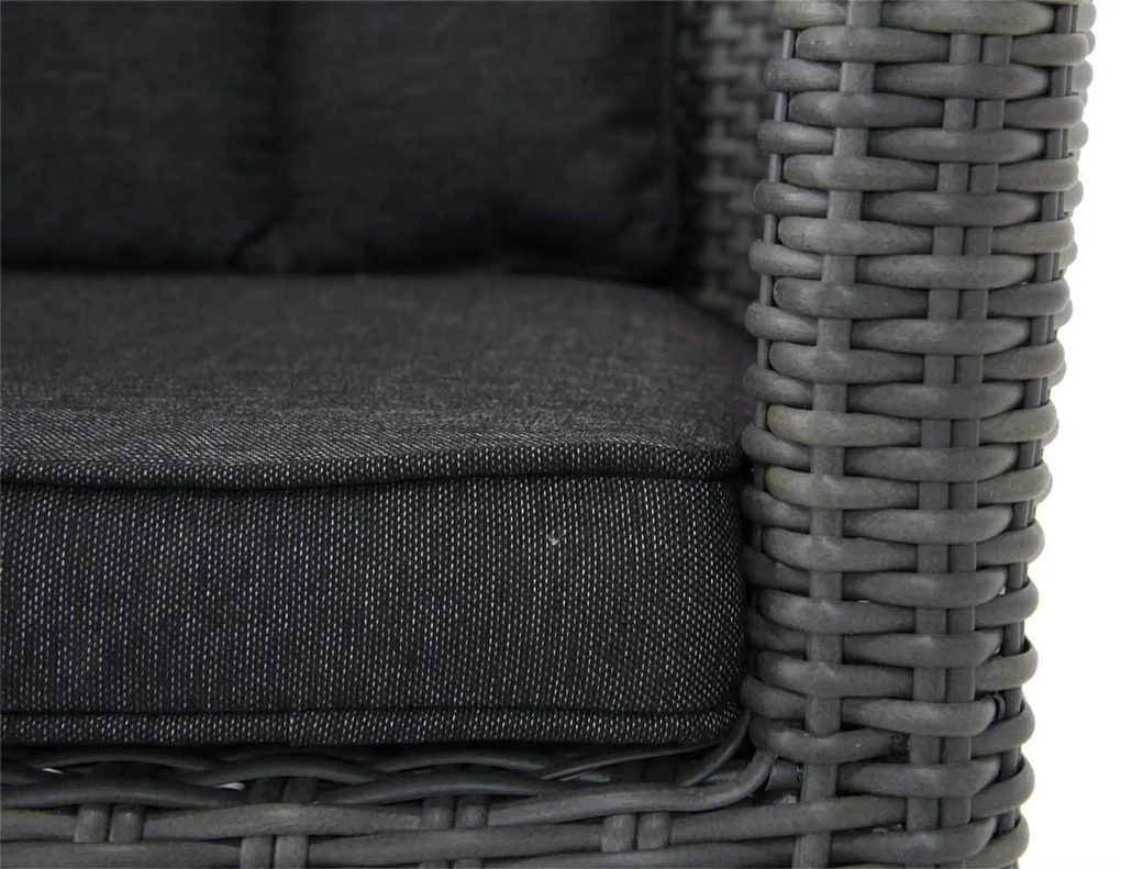 Tuinset Ronde Tuintafel 4 personen 120 cm Wicker Zwart Garden Collections Venerdi/Buckingham