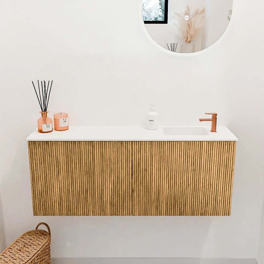 Mondiaz Joya 100cm toiletmeubel oak met wastafel faye rechts 1 kraangat talc