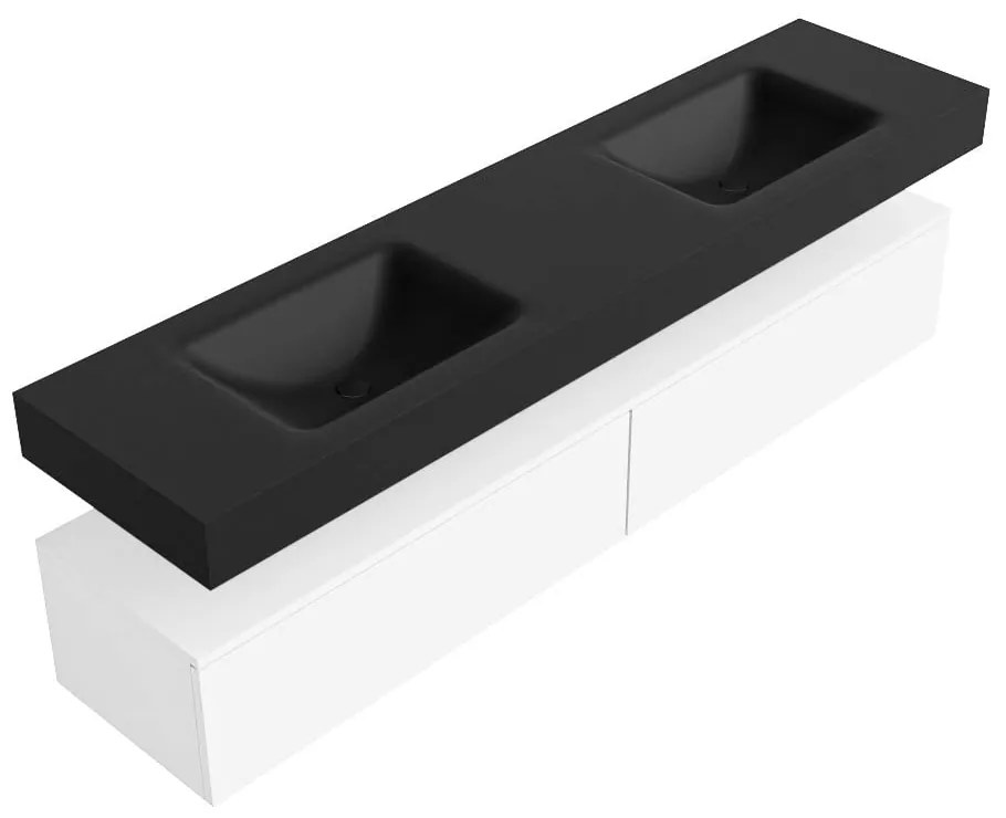 Zaro Alan badmeubel 190cm talc 2 lades met vrijhangende wastafel cloud dubbel 2 kraangaten urban