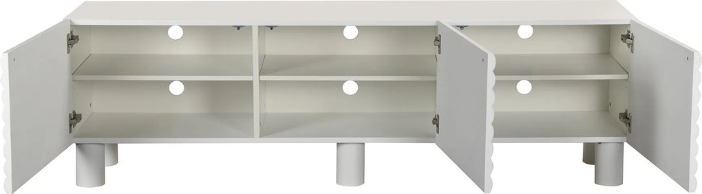 Wit Tv-meubel Met Grote Ribbels 180 Cm - 180x40x55cm.