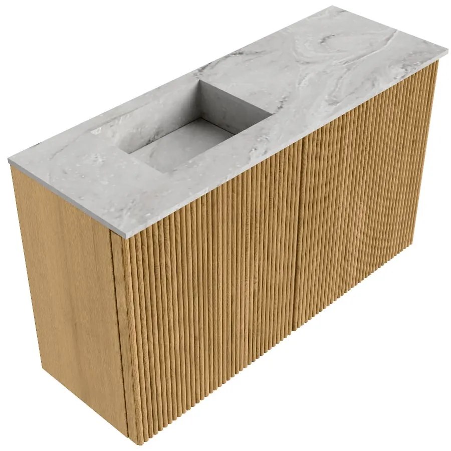 Mondiaz Joya DLux 70cm toiletmeubel oak met wastafel faye links zonder kraangat glace