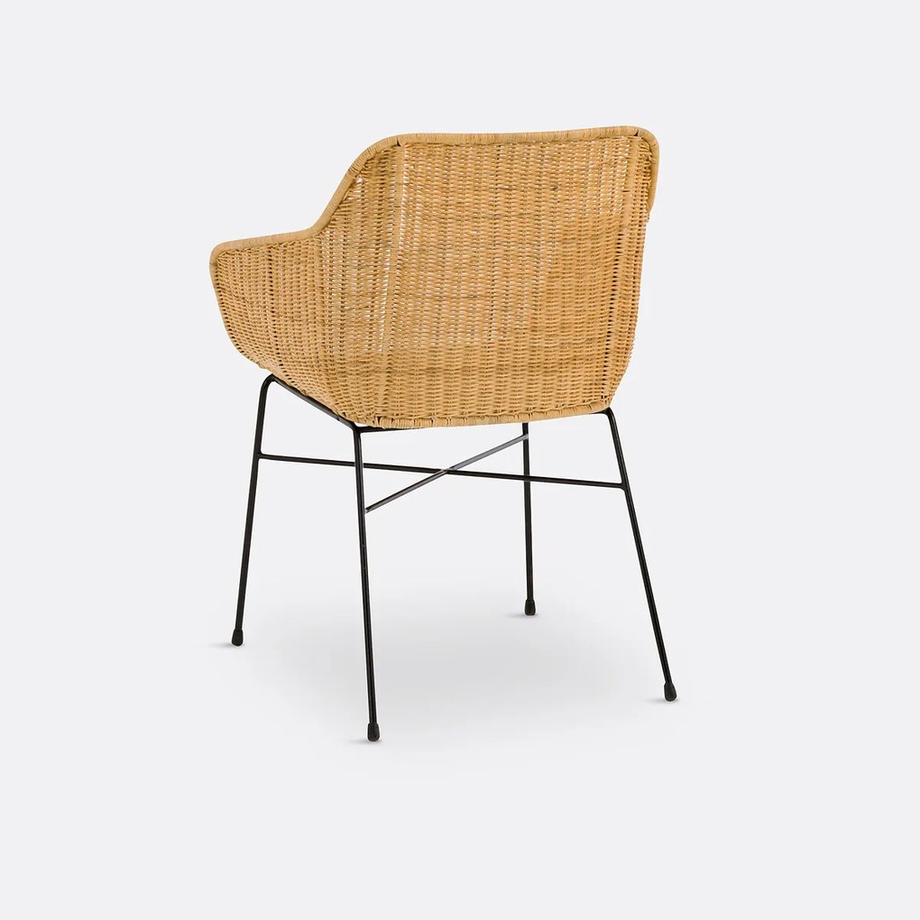 Tafelfauteuil in gevlochten rotan, Melawi