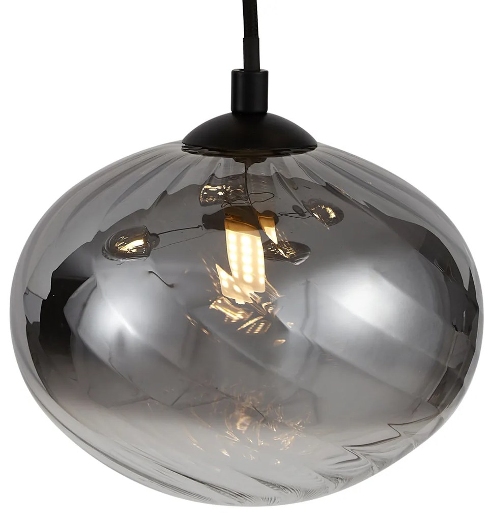 Moderne hanglamp zwart met smoke glas 9-lichts - Jia